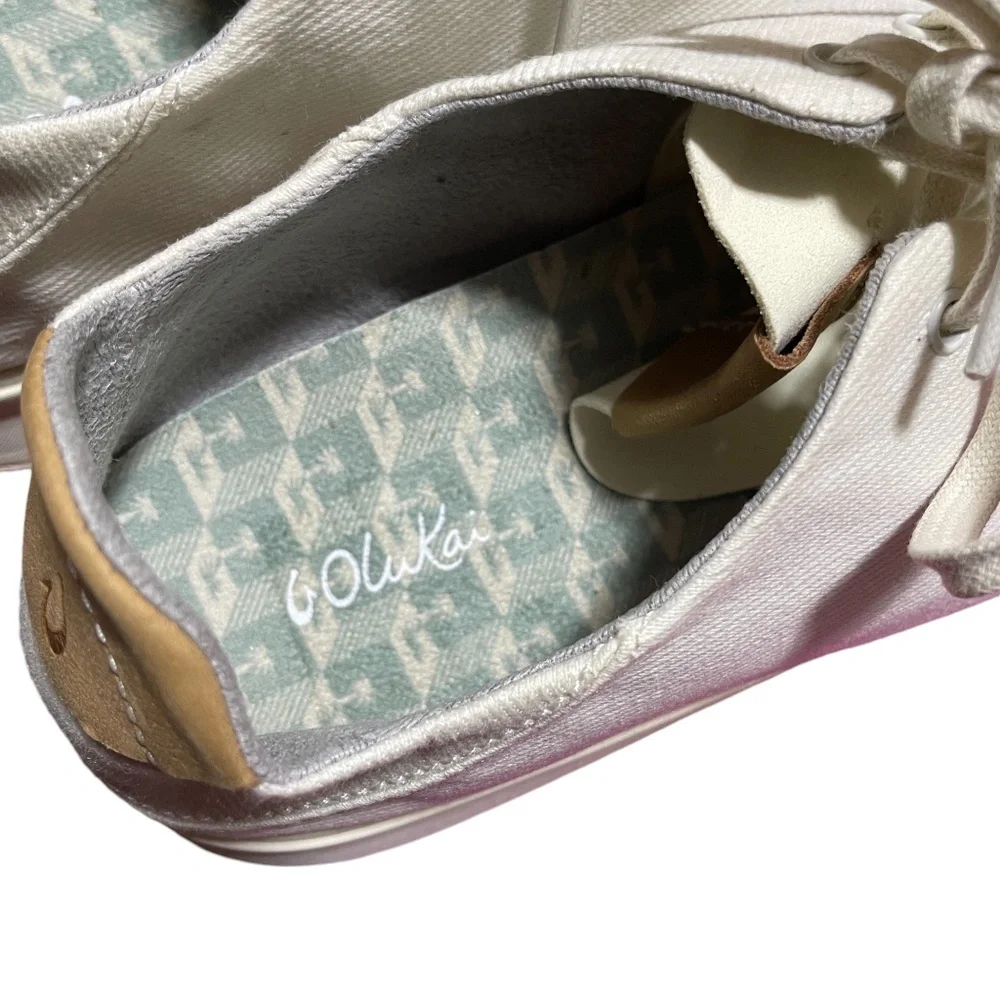 Olu Kai 10 White Canvas Sneakers Textile‎ Rubber Outer Sole